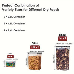 6pcs Airtight Food Storage Containers with Easy Lock Lids BPA-Free