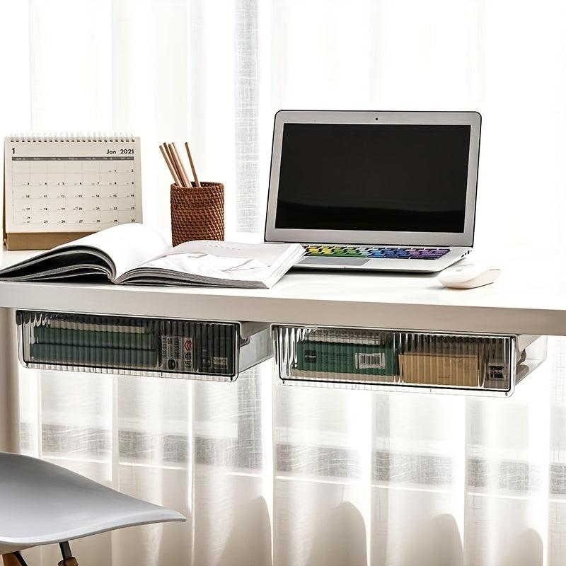Under Desk Drawer Storage Box Hidden Stationery Organizer