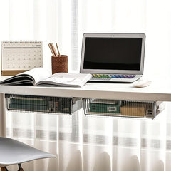 Under Desk Drawer Storage Box Hidden Stationery Organizer