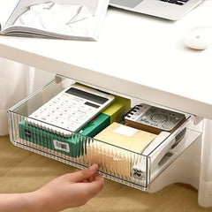 Under Desk Drawer Storage Box Hidden Stationery Organizer