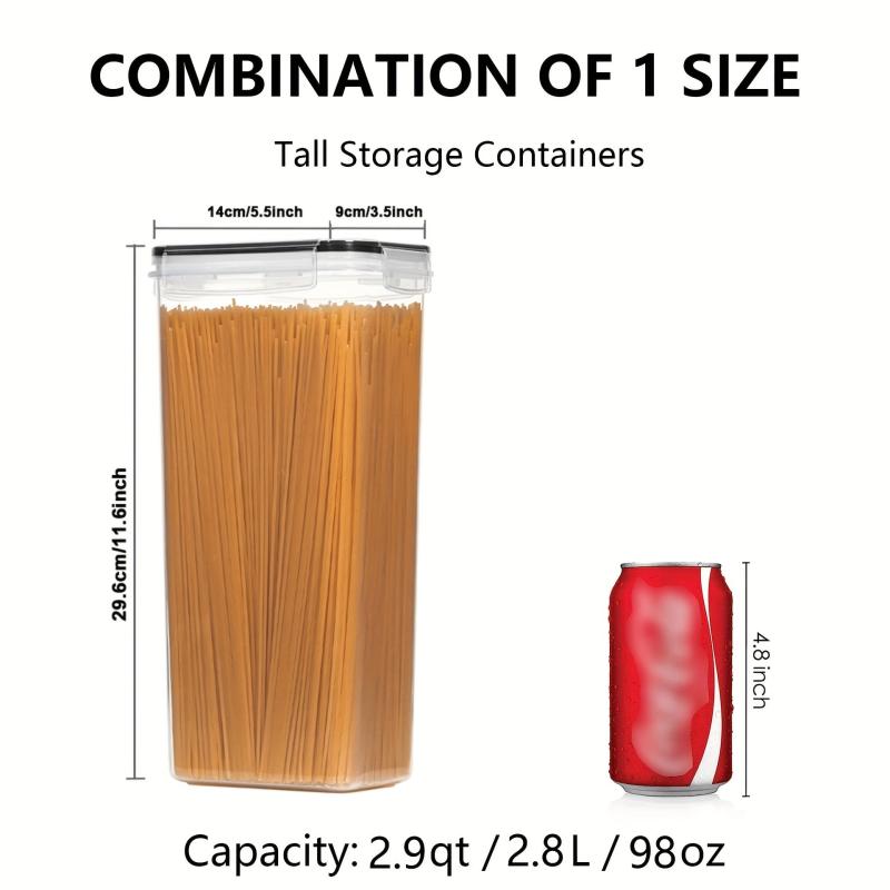 Airtight Pasta Containers 2.8L for Spaghetti Sugar Flour Noodles - BPA-Free
