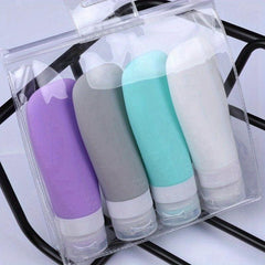4pcs Silicone Travel Packing Bottle Press Bottle Lotion Shampoo Bath Container