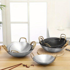 Hotel Double eared Small Pot Stainless Steel Non stick Dry Pot