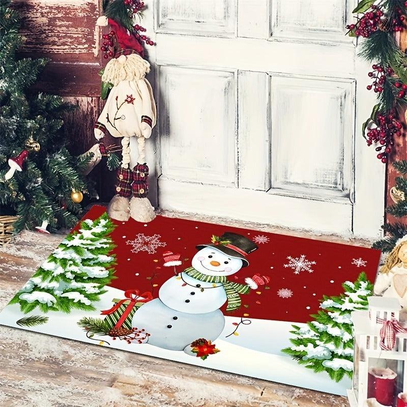 Christmas Door Mat Santa Snowman Non-slip Absorbent Carpet Decoration