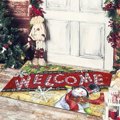 Christmas Door Mat Santa Snowman Non-slip Absorbent Carpet Decoration