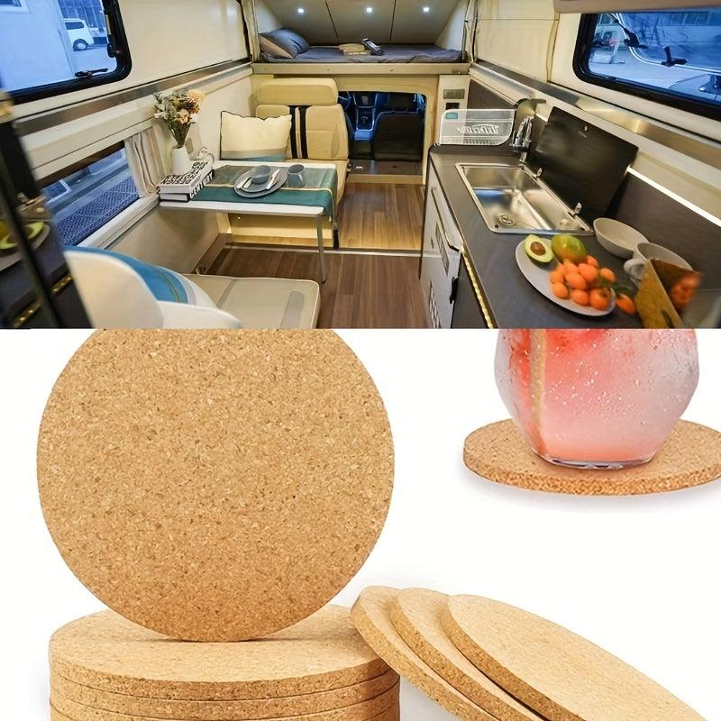 5PCS Natural Wood RV Coaster Set - Keep Drinks Secure & Stylish