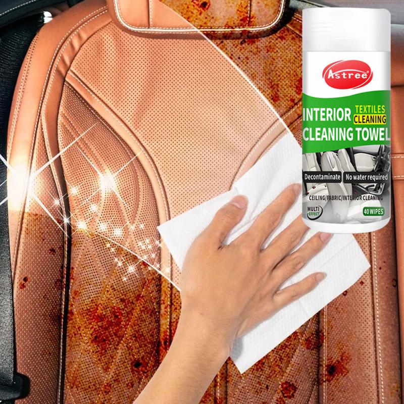 Car Wipes 40pcs Multifunctional Cleaning Leather Interior Steering Wheel Care