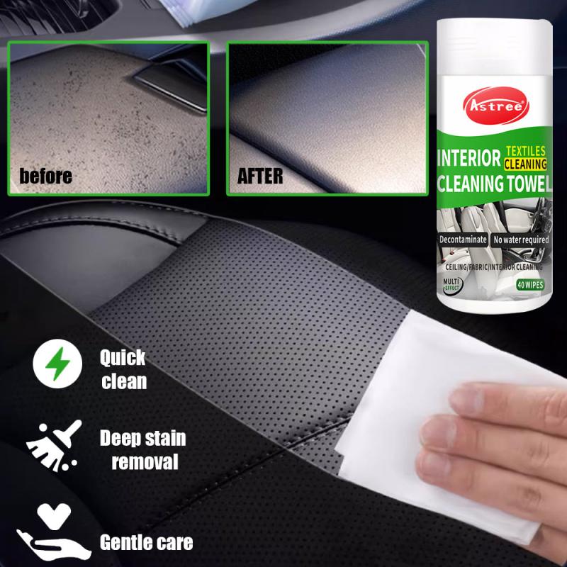 Car Wipes 40pcs Multifunctional Cleaning Leather Interior Steering Wheel Care