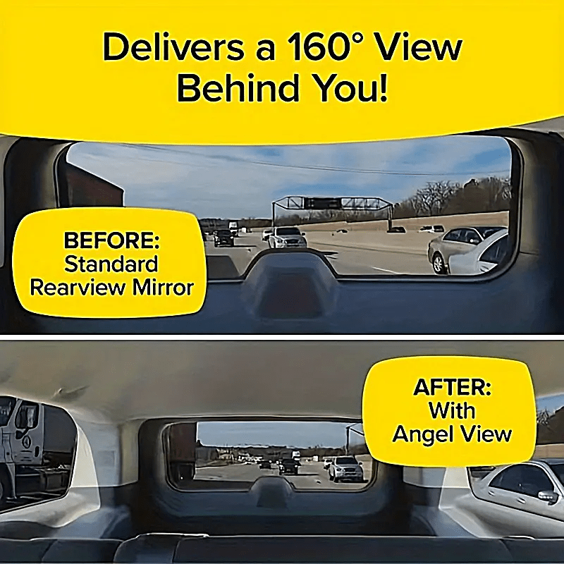 Car Wide Angle Rearview Mirror Curved Interior Large Field Of View