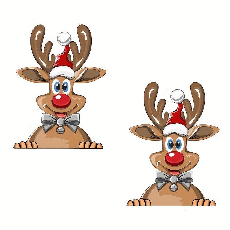 Christmas Window Clings Decals Santa Reindeer Snowman Stickers Car Accessory
