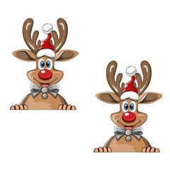Christmas Window Clings Decals Santa Reindeer Snowman Stickers Car Accessory