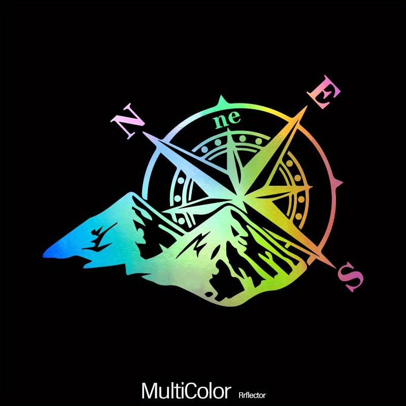 1PC Mountain Compass Stickers For Camper Car Adventure Reflective Decals