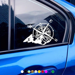 1PC Mountain Compass Stickers For Camper Car Adventure Reflective Decals