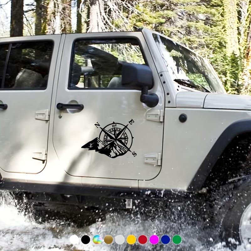 1PC Mountain Compass Stickers For Camper Car Adventure Reflective Decals