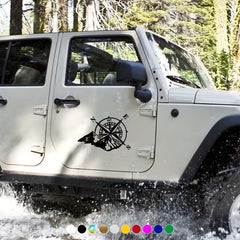 1PC Mountain Compass Stickers For Camper Car Adventure Reflective Decals