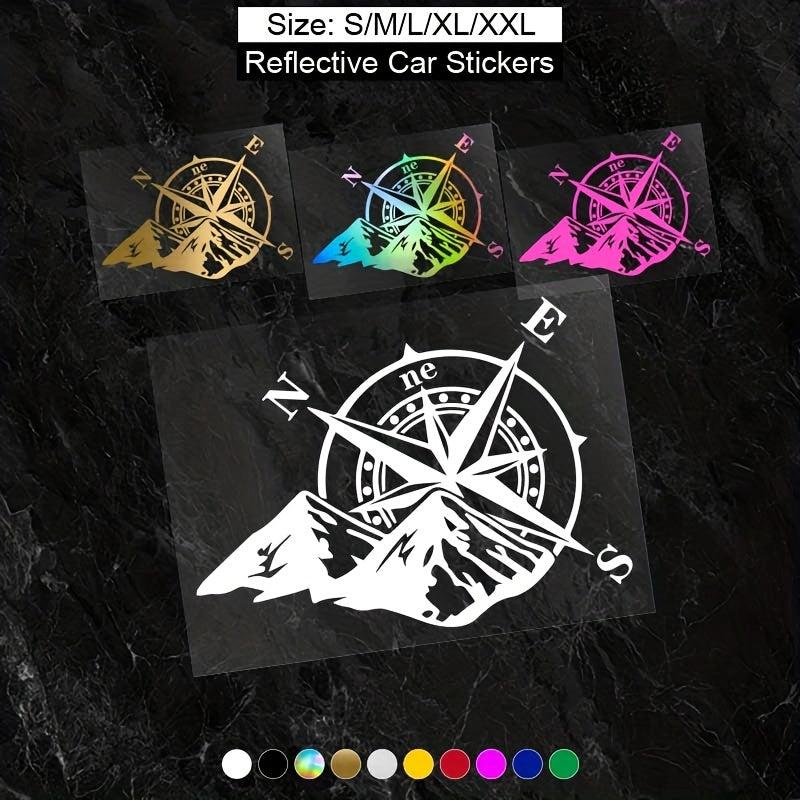 1PC Mountain Compass Stickers For Camper Car Adventure Reflective Decals