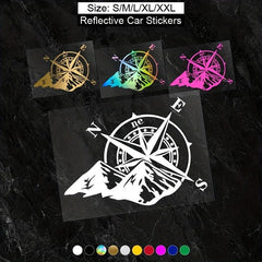 1PC Mountain Compass Stickers For Camper Car Adventure Reflective Decals