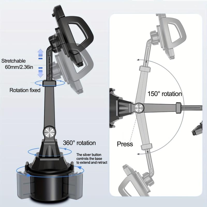Adjustable Car Cup Holder Phone Mount 360 Rotatable Universal Mobile Mount