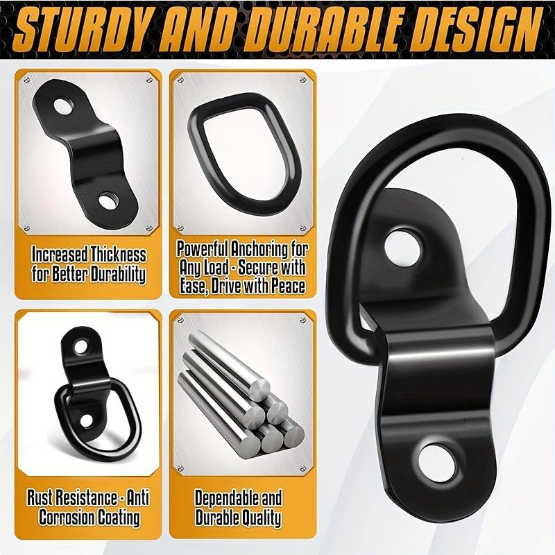 4pcs D-shaped Pull Ring Buckle Tie Piece Cargo Trailer Fastening Buckle