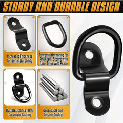 4pcs D-shaped Pull Ring Buckle Tie Piece Cargo Trailer Fastening Buckle