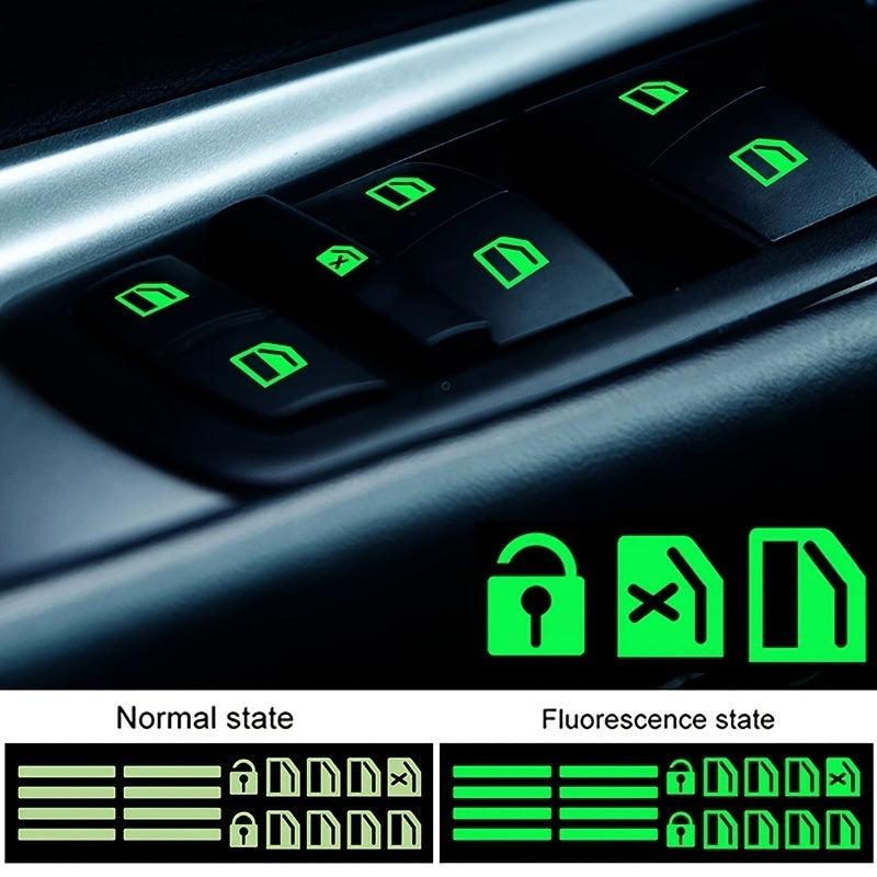 Car Window Button Luminous Sticker Night Fluorescent Decal Auto Accessory