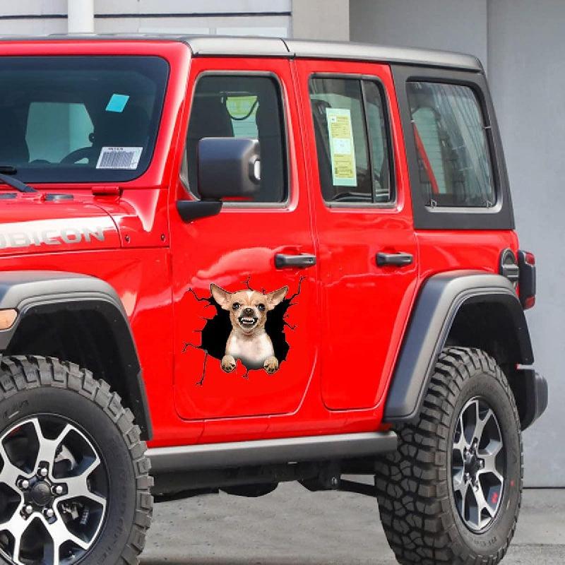Chihuahua Car Cracking Sticker 3D Vinyl Waterproof Decals