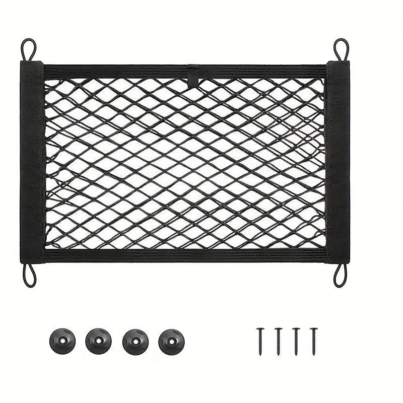 Universal Small Cargo Net for Automotive Storage with Mounting Screws & Hooks