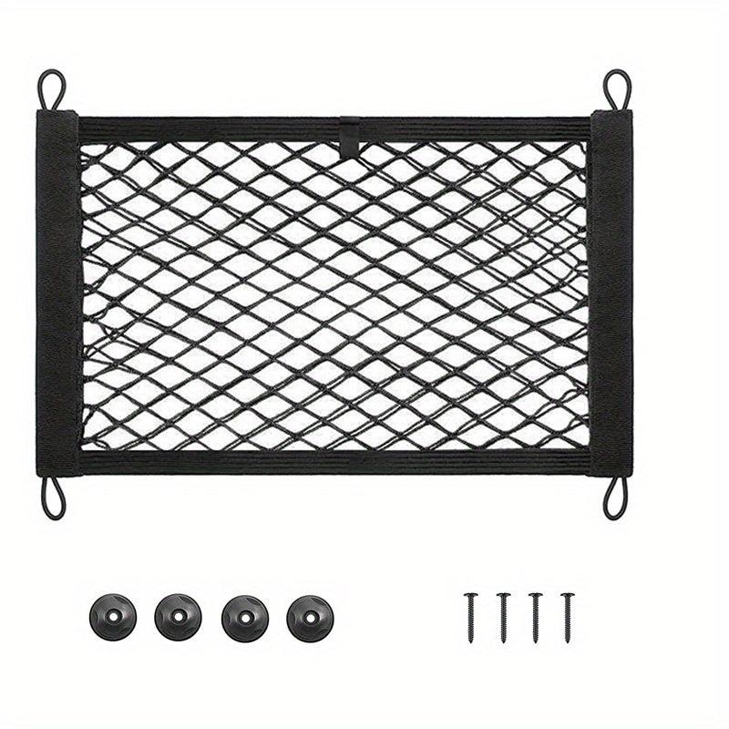 Universal Small Cargo Net for Automotive Storage with Mounting Screws & Hooks
