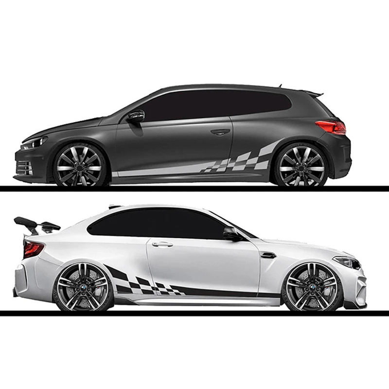 Square Grid Flag Car Side Stickers - Upgrade Your Ride
