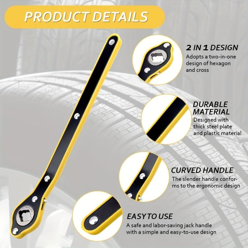 2-in-1 Jack Ratchet Wrench Labor Saving Tool For Scissor Jack Truck SUV