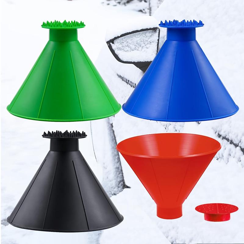 4Pcs Ice Scrapers for Car Windshield Snow Scraper Funnel Cone