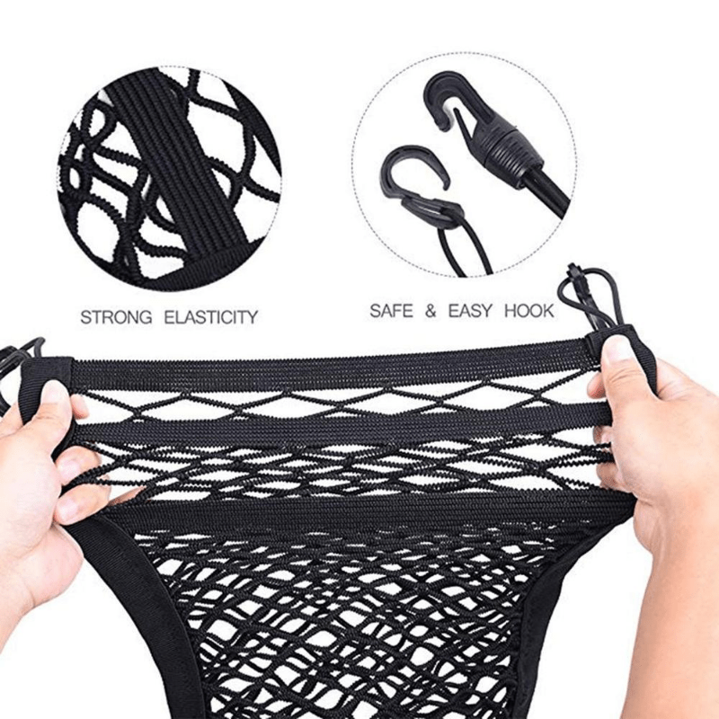 Car Trunk Seat Back Elastic Mesh Bag Storage Organizer Pockets
