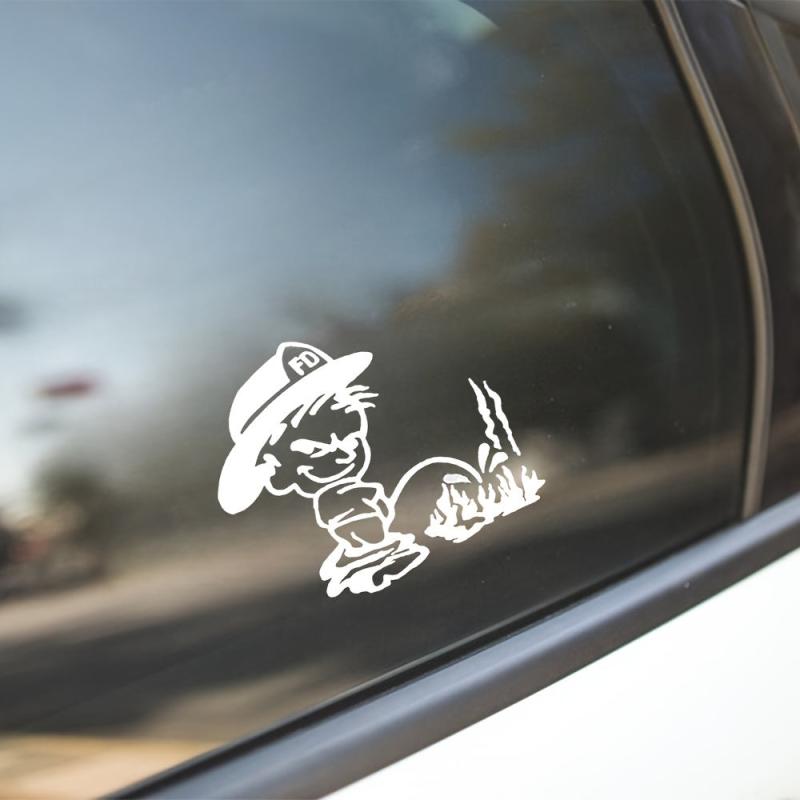 Funny FIREFIGHTER Kid PEE ON FLAME Vinyl STICKER DECAL Waterproof