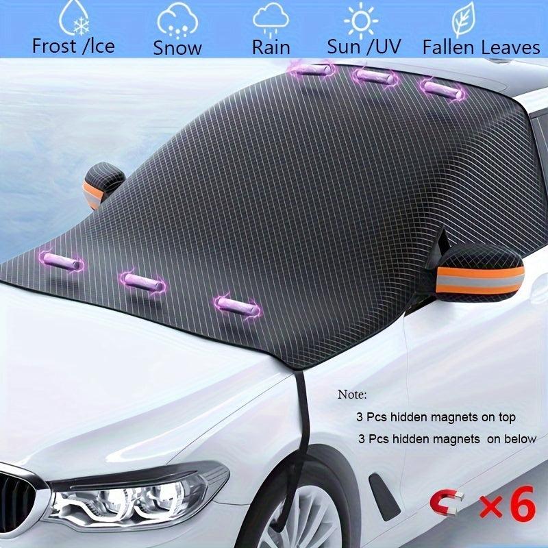 Waterproof Car Windscreen Cover Magnetic Sunshade Snow Cover Reflective Strip