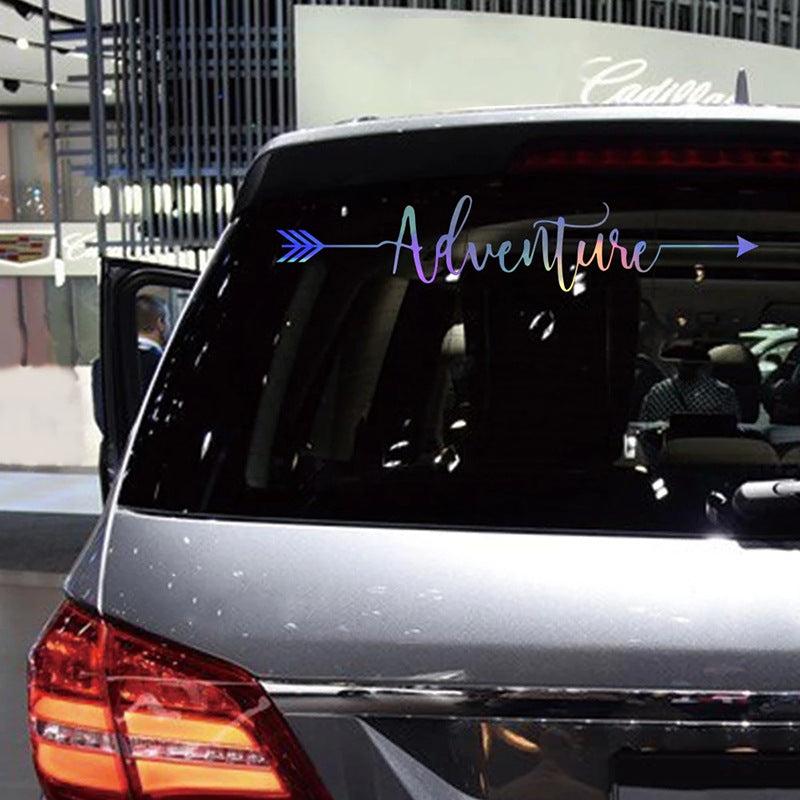 Reflective Body Stickers Adventure English Car Glass Flower Mountain Stickers