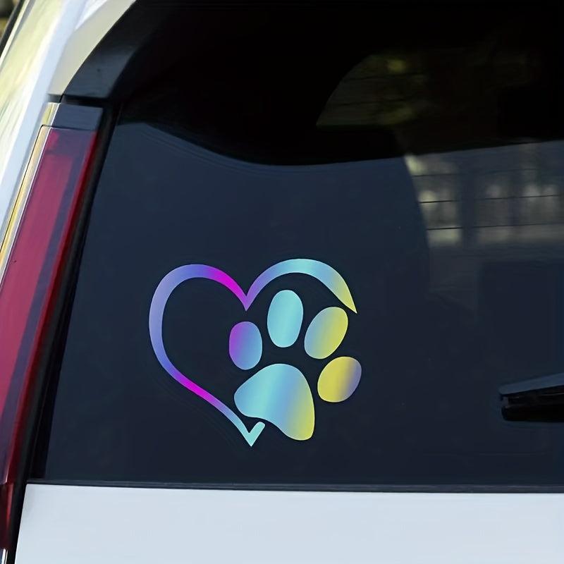 Gradient Heart Paw & Dog Footprint Stickers