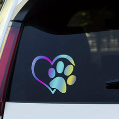 Gradient Heart Paw & Dog Footprint Stickers