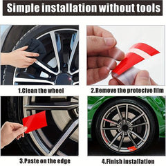 12pcs Car Wheel Hub Reflective Stripes Decal Sport Style