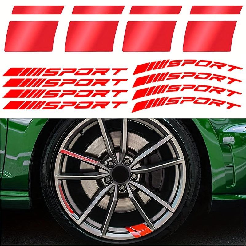 12pcs Car Wheel Hub Reflective Stripes Decal Sport Style