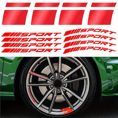 12pcs Car Wheel Hub Reflective Stripes Decal Sport Style