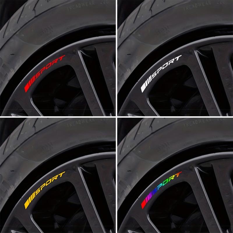 12pcs Car Wheel Hub Reflective Stripes Decal Sport Style