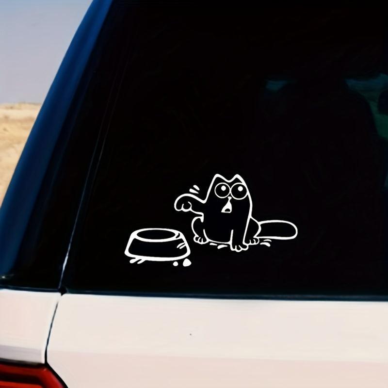 Adorable Cat Food Bowl Vinyl Decal for Your Car