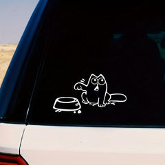 Adorable Cat Food Bowl Vinyl Decal for Your Car