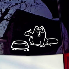 Adorable Cat Food Bowl Vinyl Decal for Your Car