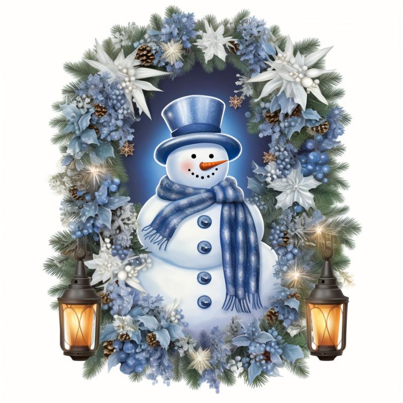 Snowman Wreath Stickers Christmas Home Decor