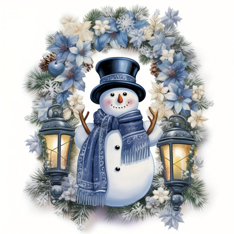 Snowman Wreath Stickers Christmas Home Decor