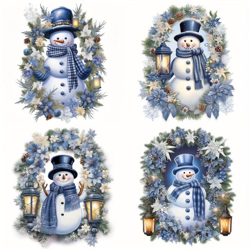 Snowman Wreath Stickers Christmas Home Decor