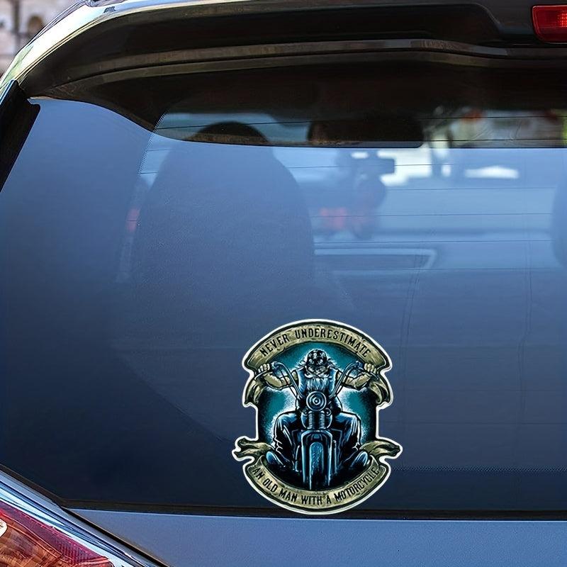 Old Man With a Motorcycle 7in Decal Stickers - Car Truck Boat Lap