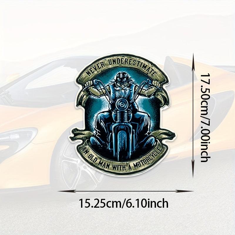 Old Man With a Motorcycle 7in Decal Stickers - Car Truck Boat Lap