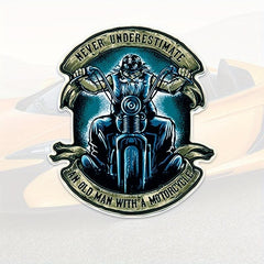 Old Man With a Motorcycle 7in Decal Stickers - Car Truck Boat Lap